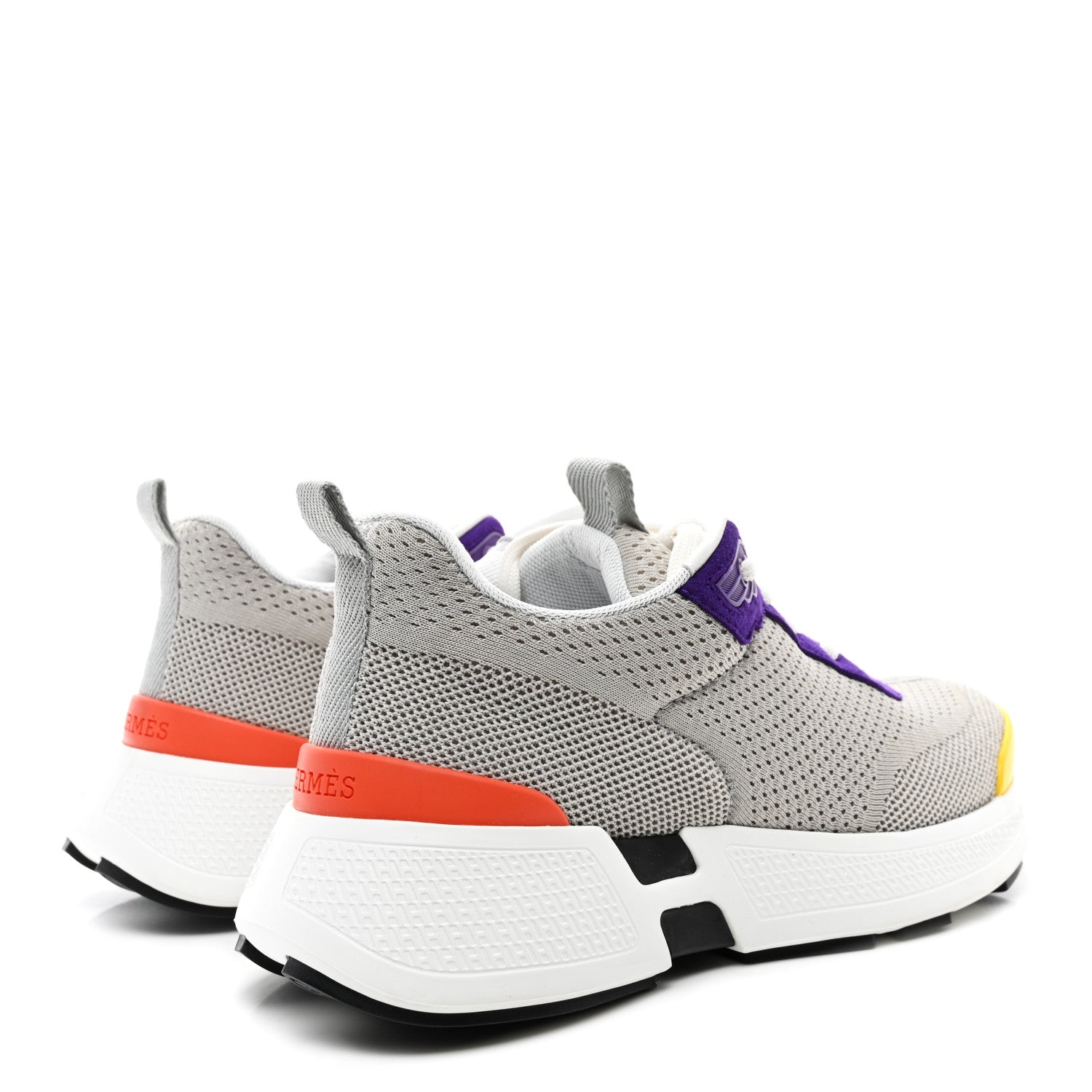 Hermes Technical Knit Suede Heros Sneakers 36 Multicolor Gris Clair 4 of 8