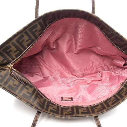 Fendi Zucca Spalmati Medium Roll Tote Tobacco Light Pink 4 of 8