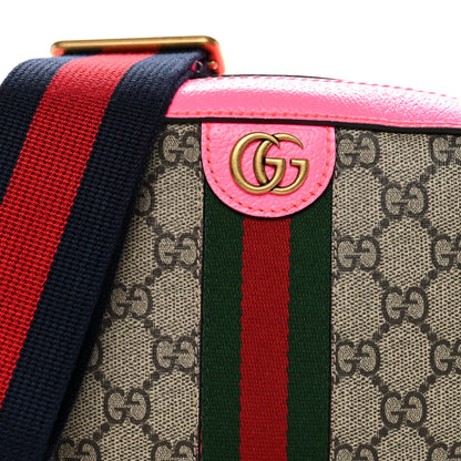 Gucci GG Supreme Monogram Textured Dollar Calfskin Web Ophidia Small Crossbody Bag Beige Ebony Fuchsia 8 of 10
