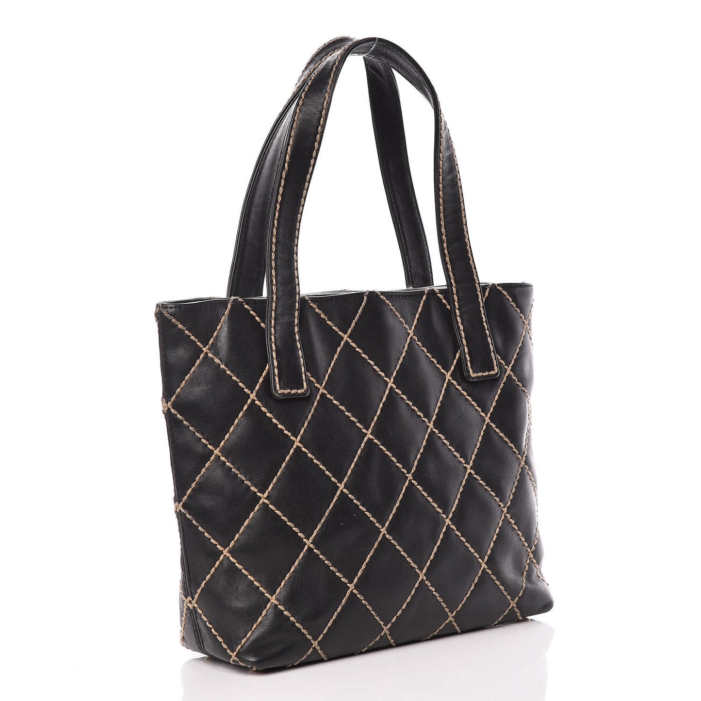 Calfskin Wild Stitch Tote Black