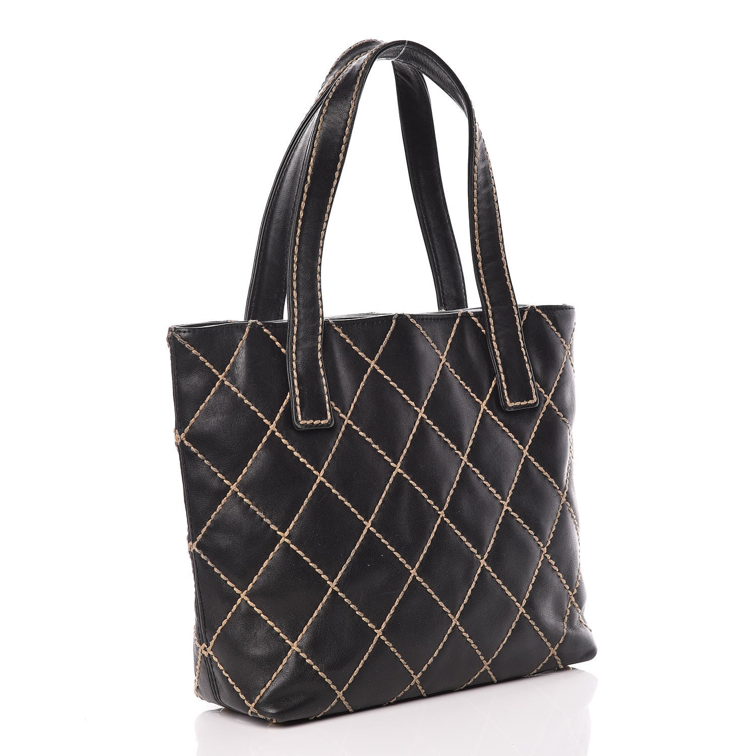 Chanel Calfskin Wild Stitch Tote Black 3 of 15
