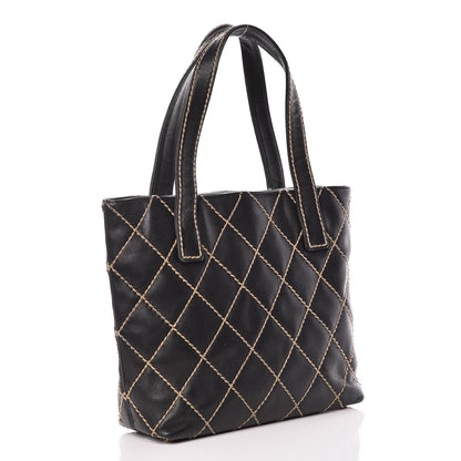 Chanel Calfskin Wild Stitch Tote Black 3 of 15