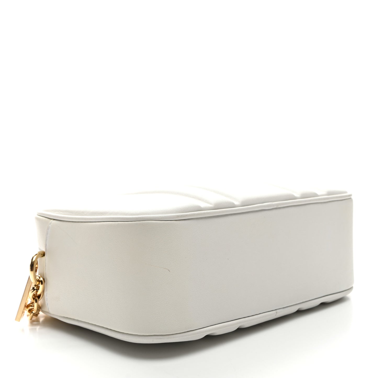 Calfskin Quilted Medium Gancini Camera Case Optic White