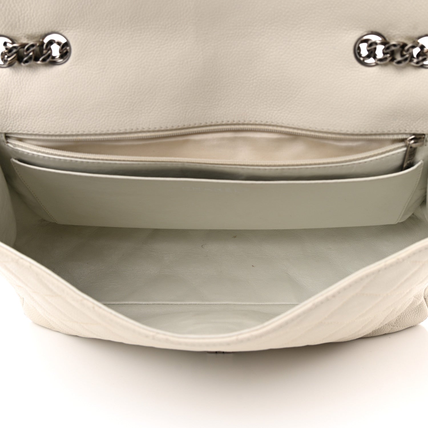 Chanel Caviar Quilted Jumbo Single Flap Bijoux Chain Ivory 5 of 14