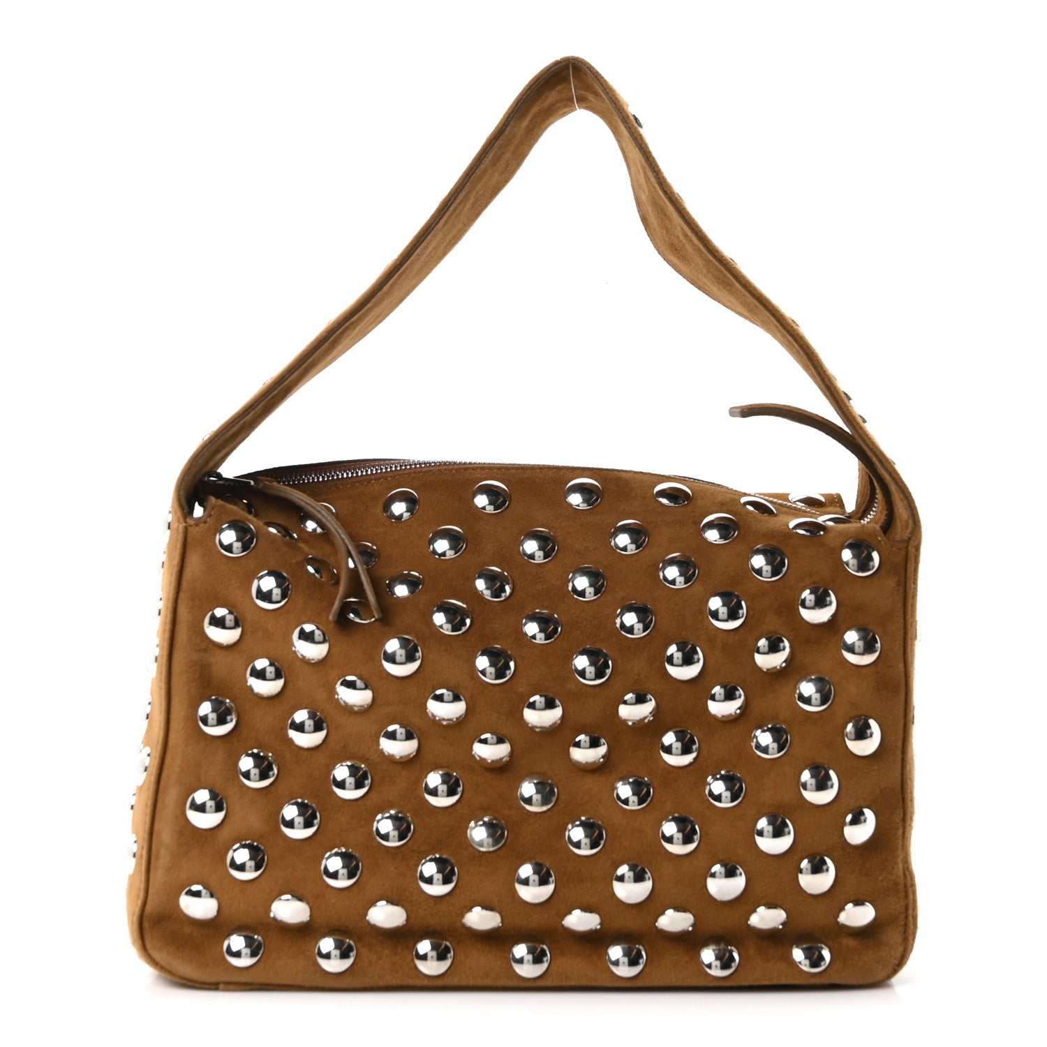 Khaite Pebbled Sport Calfskin Studded Elena Nougat 1 of 8