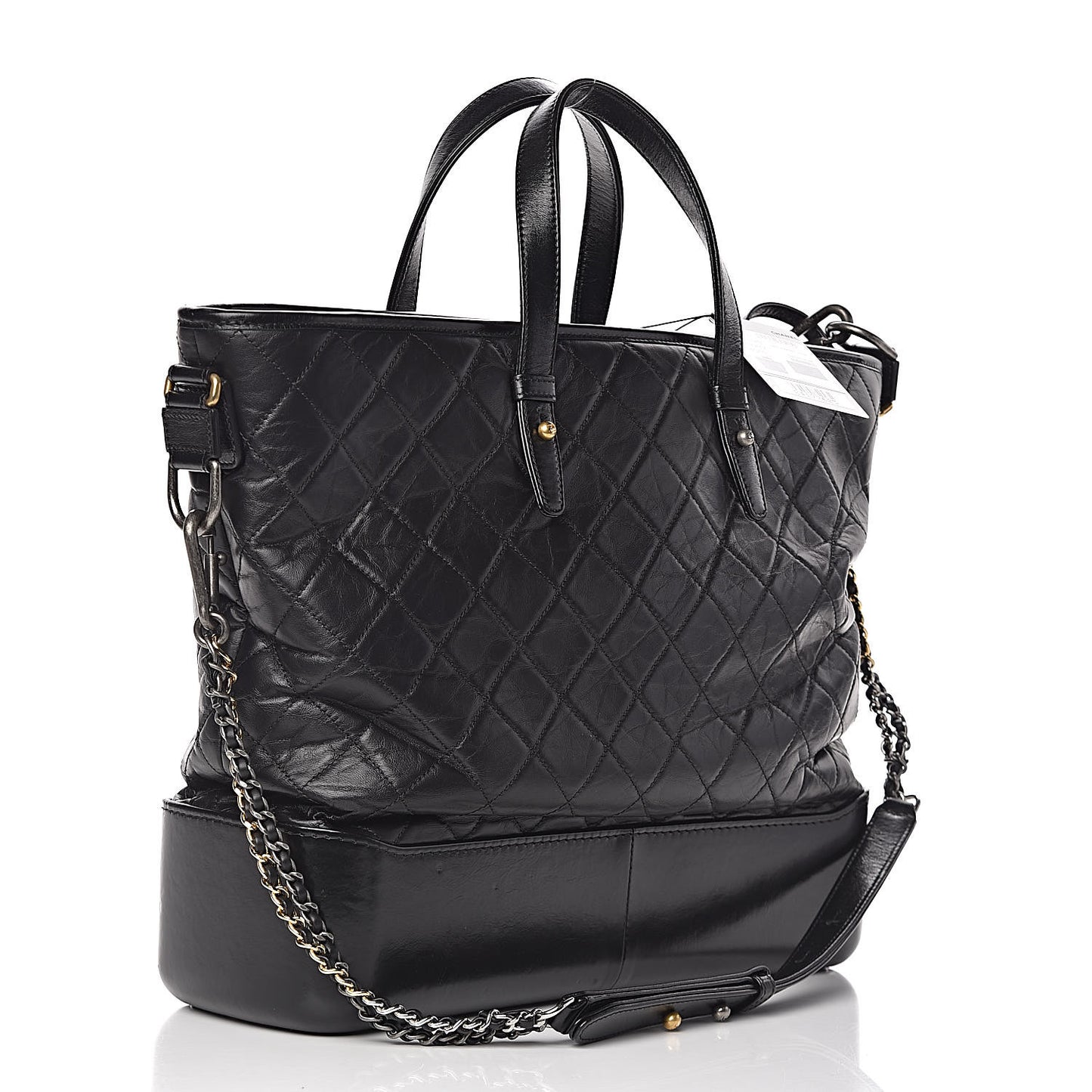Calfskin Quilted Large Gabrielle Shopping Tote Black