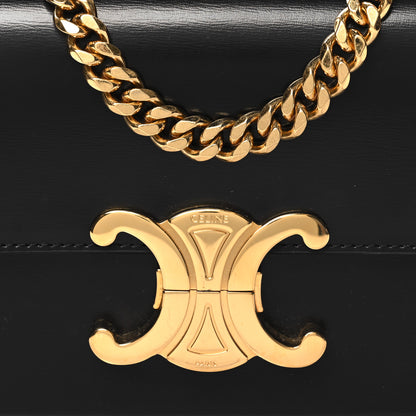 Celine Shiny Calfskin Triomphe Chain Shoulder Bag Black 8 of 10