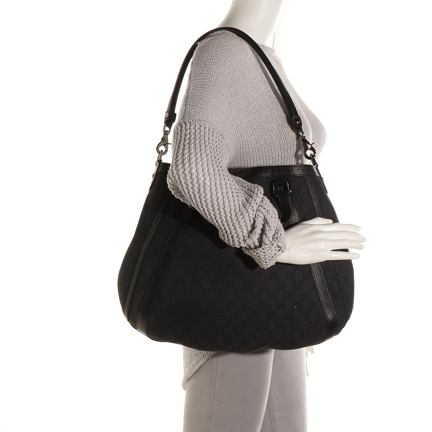 Gucci Monogram Medium Abbey Convertible Tote Black 2 of 7