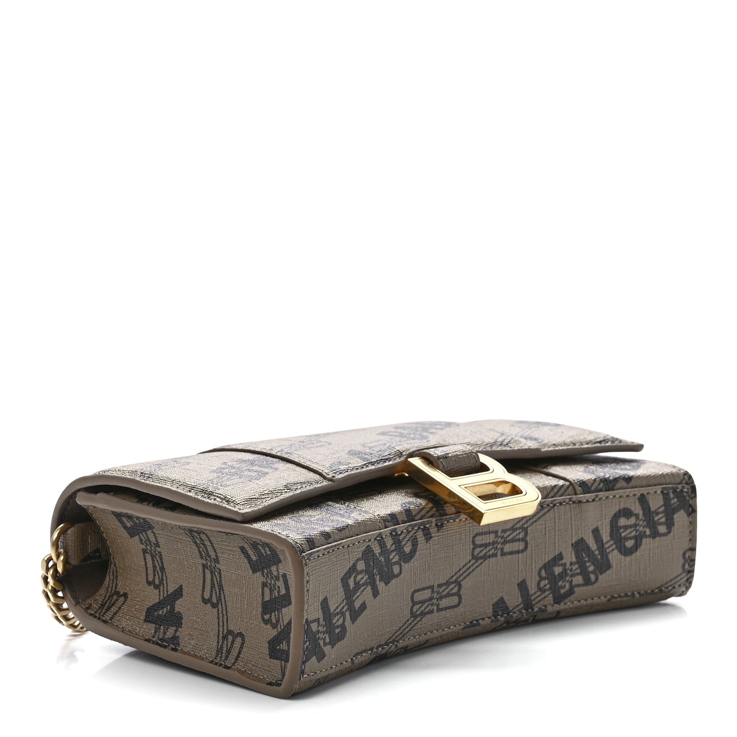 Balenciaga Coated Canvas BB Monogram Allover Logo Hourglass Chain Bag Beige Brown Black 4 of 10