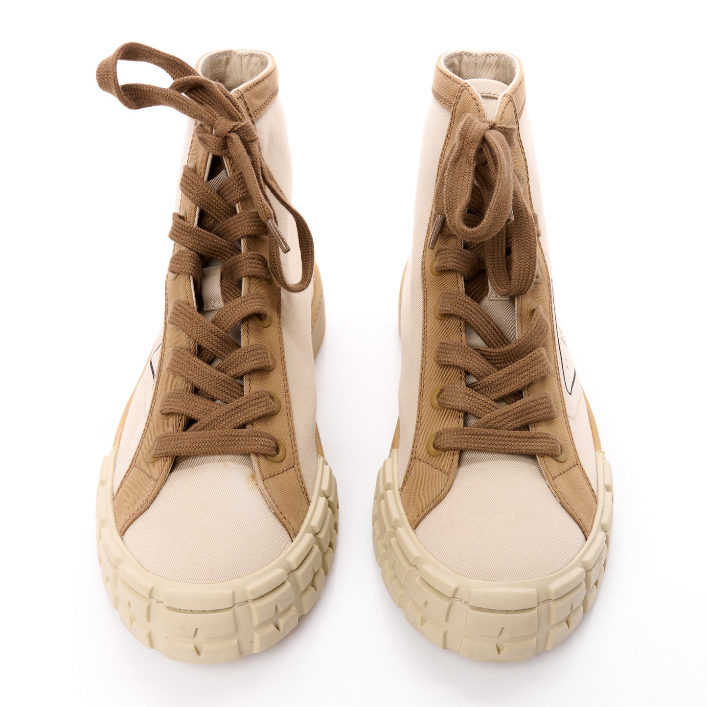 Gabardine Triangle Logo Bi-Color Wheel High Top 35mm Sneakers 38.5 Corda Kaki