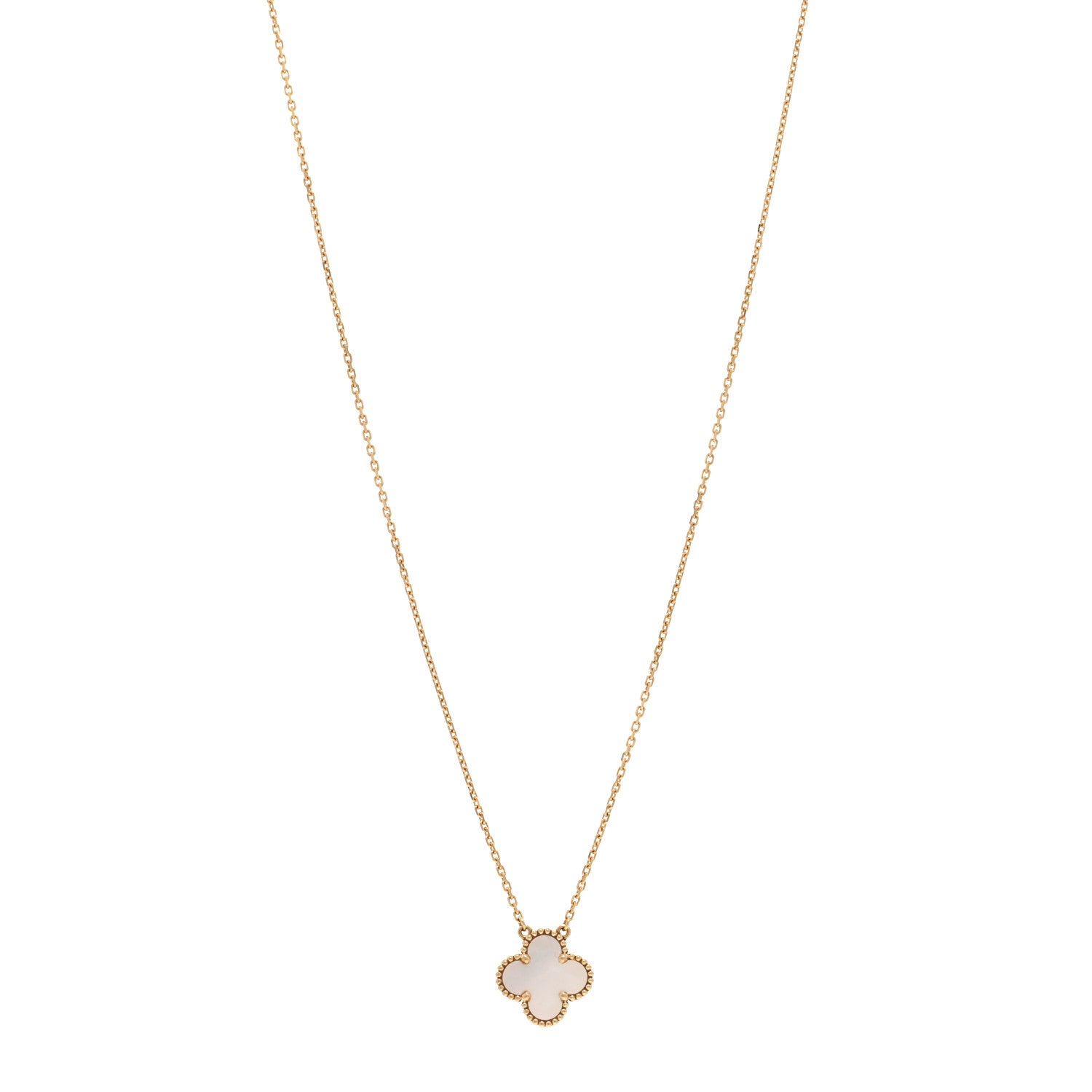 Van Cleef & Arpels VAN CLEEF & ARPELS 18K Yellow Gold Mother of Pearl Vintage Alhambra Pendant Necklace 1 of 6