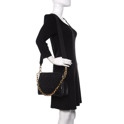 Louis Vuitton Lambskin Embossed Monogram Coussin PM Black 2 of 10