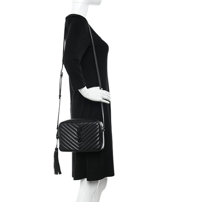 Saint Laurent Calfskin Matelasse Monogram Monochrome Lou Camera Bag Black 2 of 12