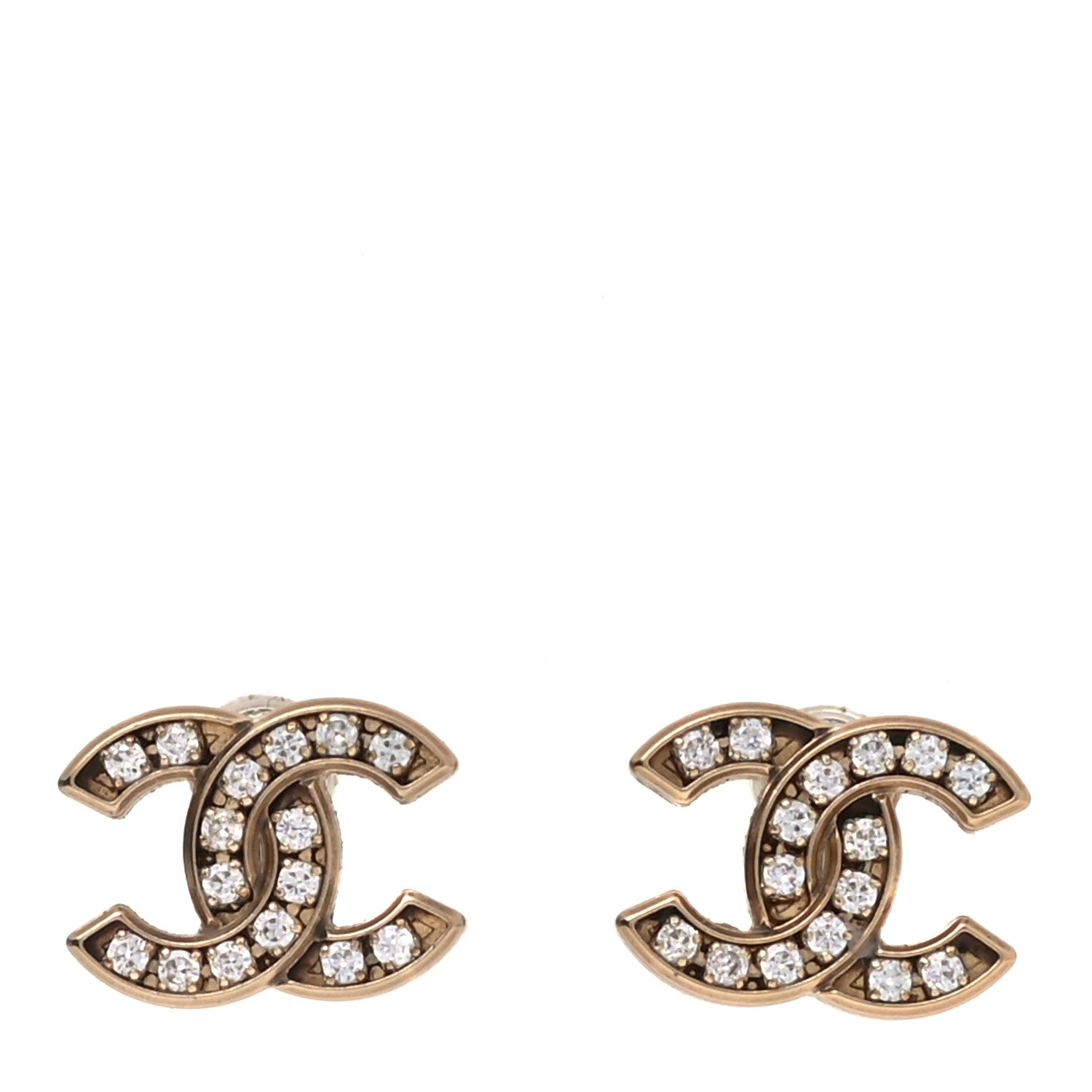 Chanel Crystal CC Earrings Gold 1 of 3