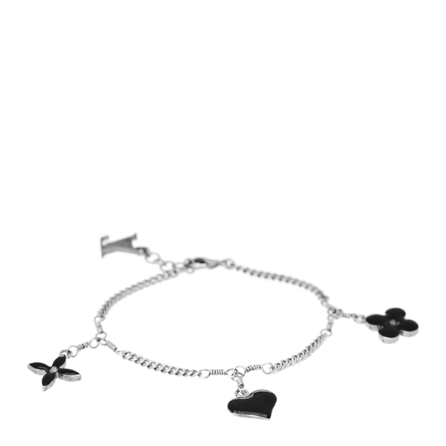 Sweet Monogram Charm Bracelet Silver Black