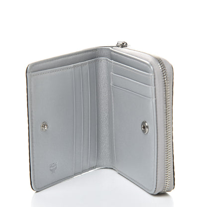 MCM Metallic Visetos Mini Zip Around Wallet Silver 5 of 9