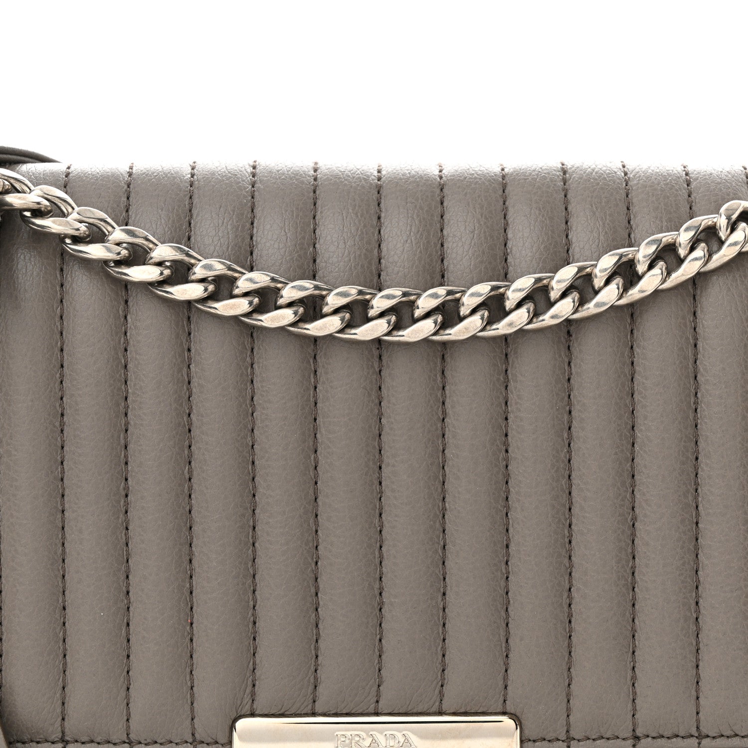 Prada Glace Calfskin Impunture Diagramme Sound Flap Chain Crossbody Bag Argilla 7 of 13