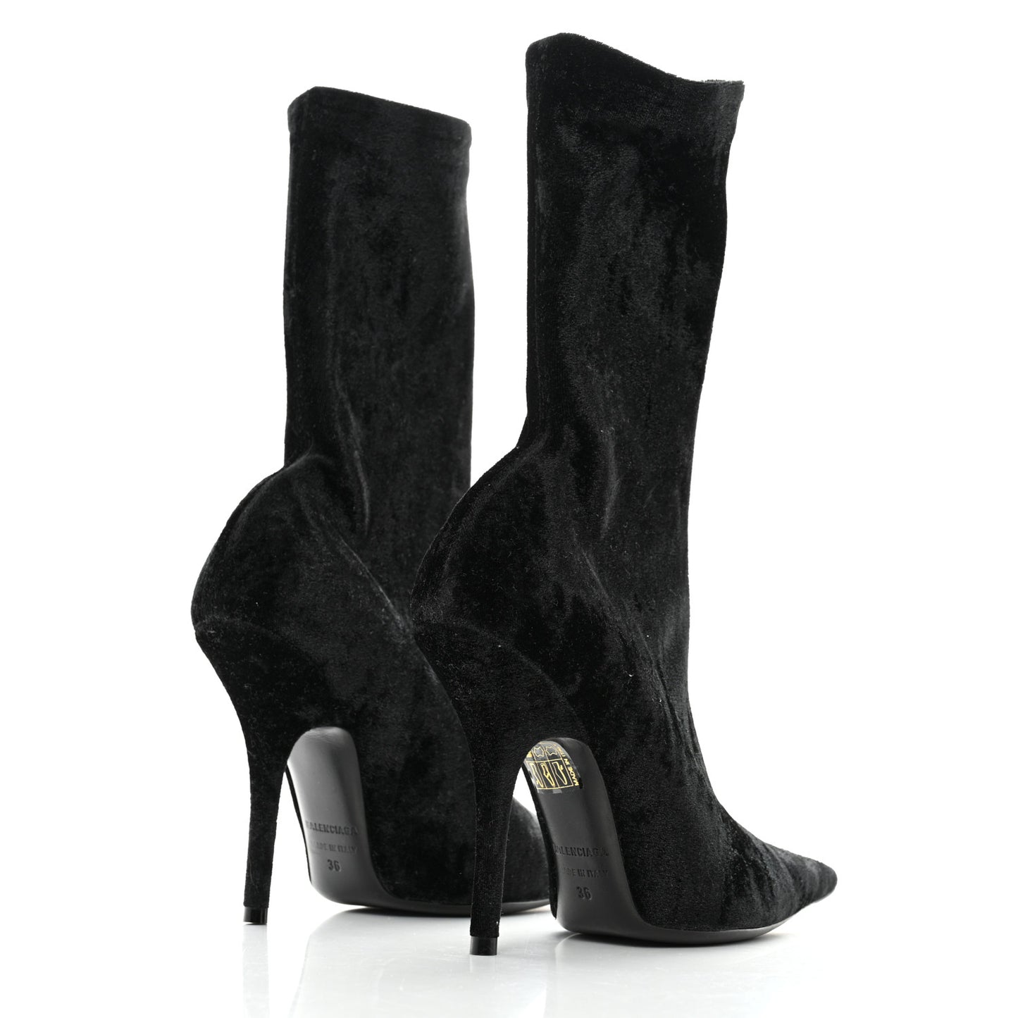 Velvet Spandex Extreme Pointed Toe Knife Ankle Boots 36 Black