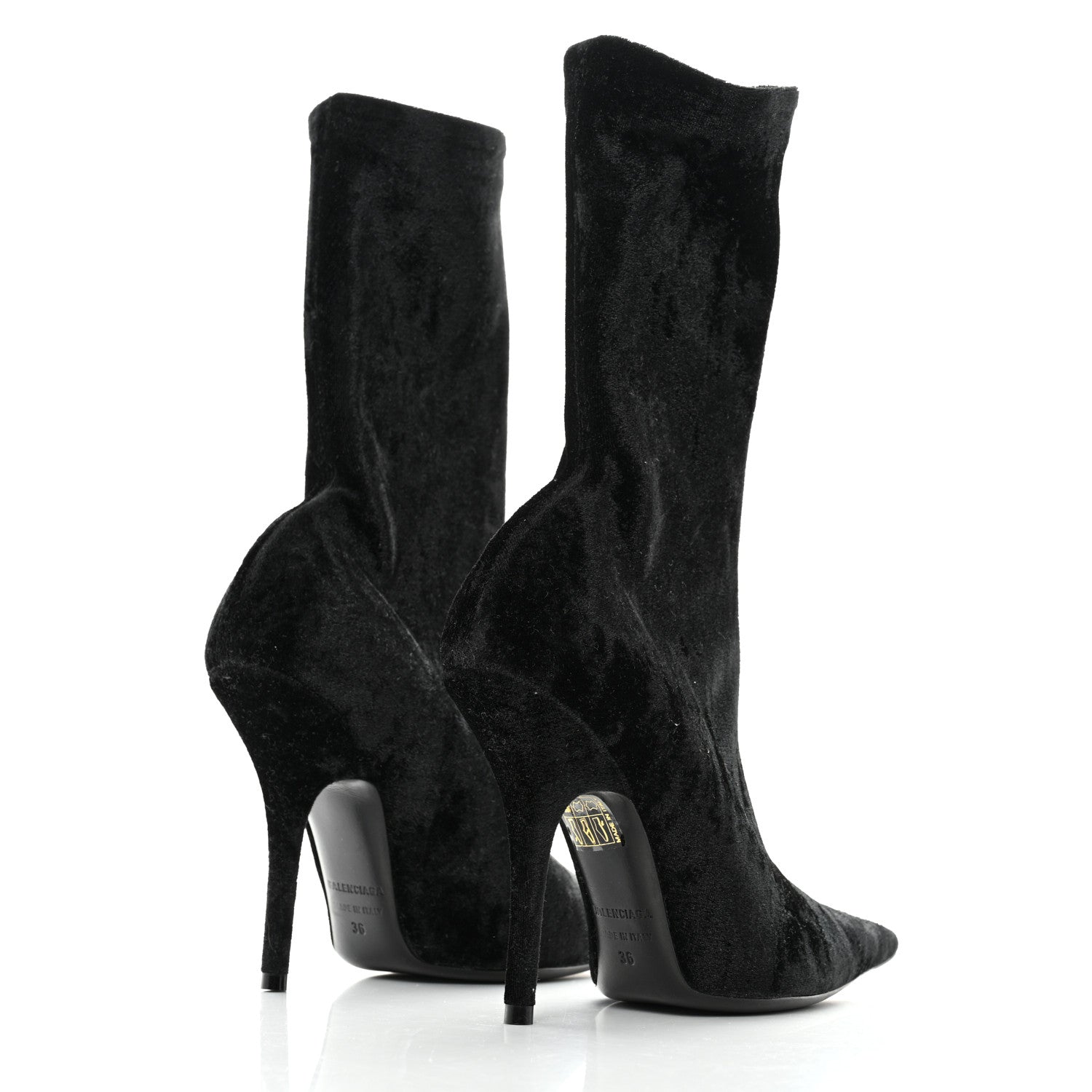 Balenciaga Velvet Spandex Extreme Pointed Toe Knife Ankle Boots 36 Black 4 of 7