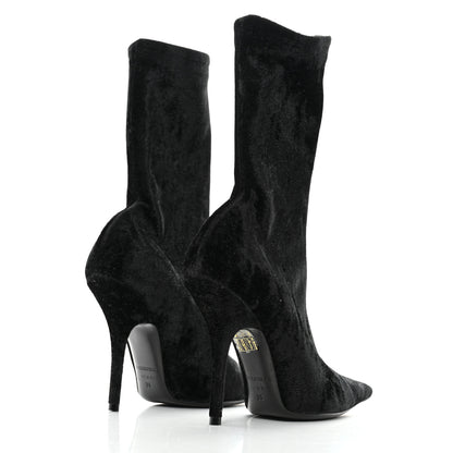 Balenciaga Velvet Spandex Extreme Pointed Toe Knife Ankle Boots 36 Black 4 of 7