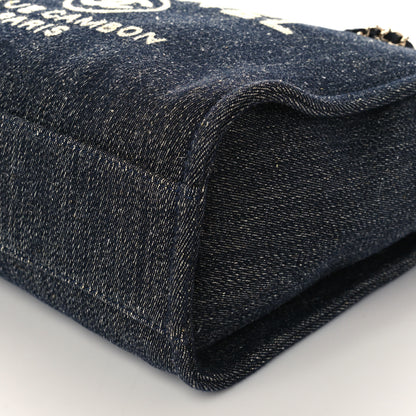 Chanel Denim Small Deauville Tote Dark Blue White 10 of 10