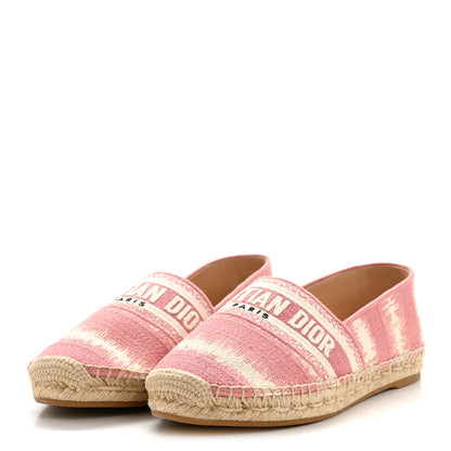 Christian Dior Cotton D-Stripes Embroidered Granville 15mm Espadrilles 40.5 Deep Nude 4 of 9