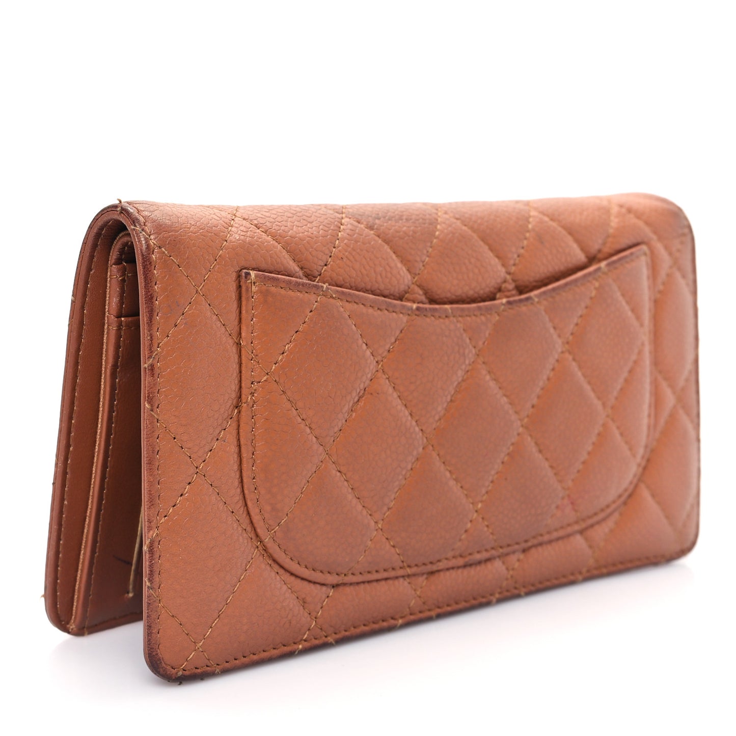 Caviar Quilted Yen Wallet Dark Beige