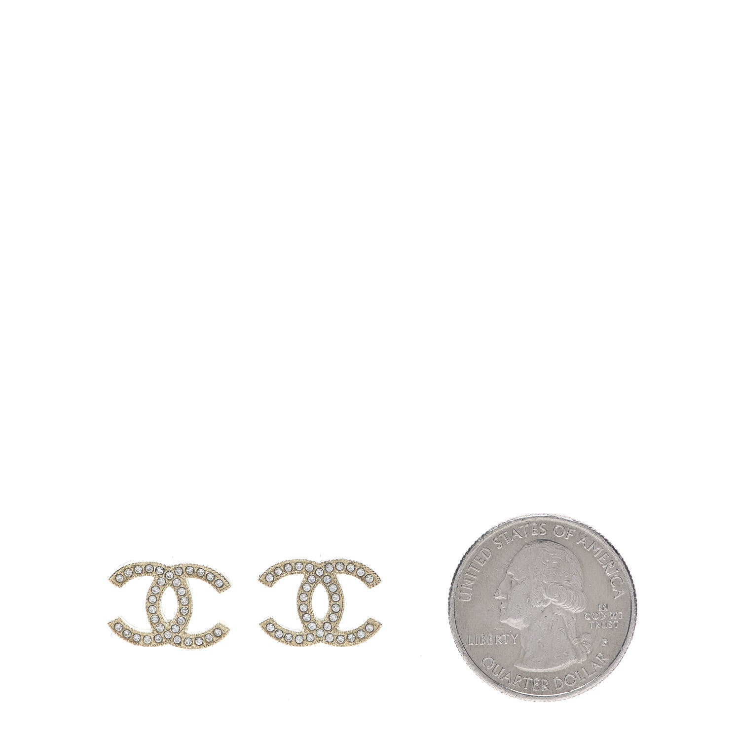 Chanel Crystal CC Earrings Gold 2 of 5