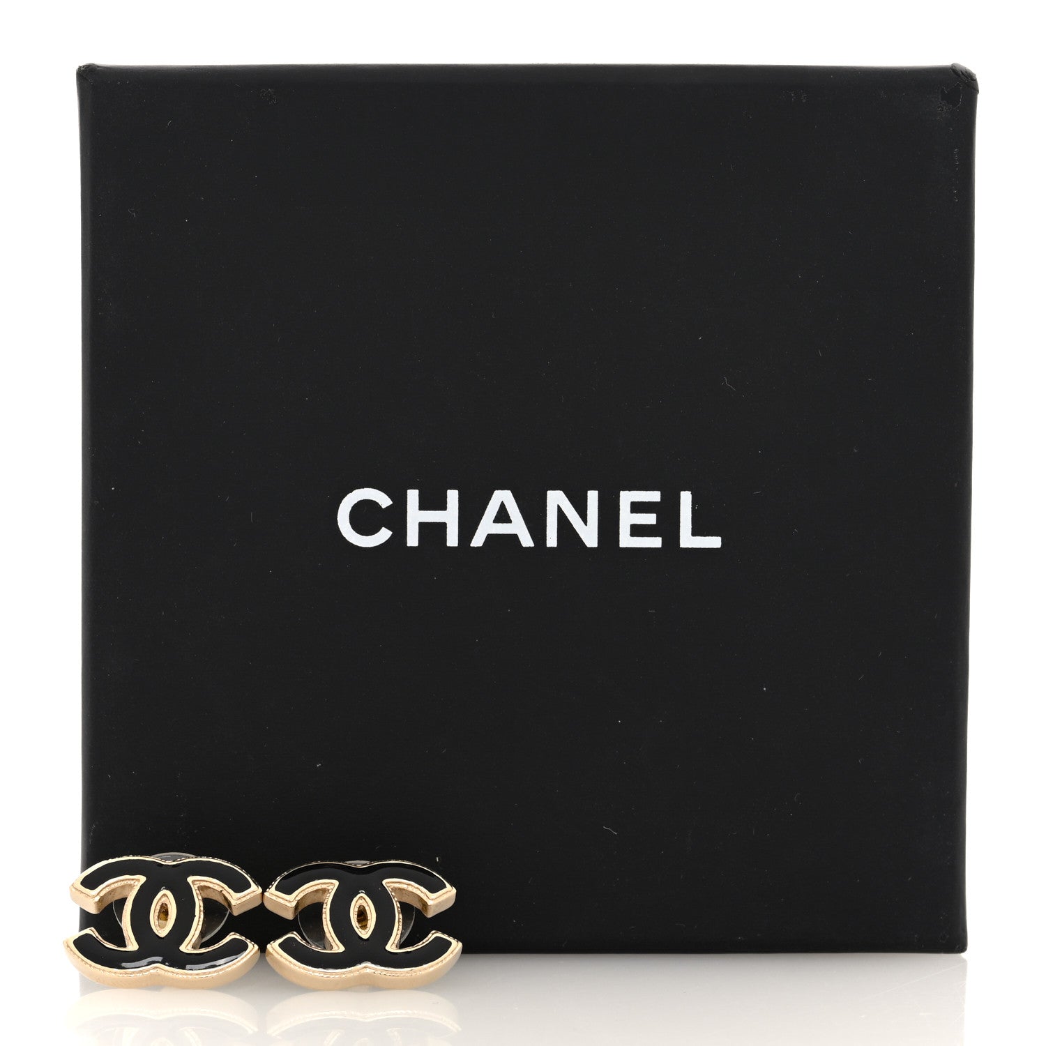 Chanel Metal Enamel CC Earrings Black Gold 5 of 5