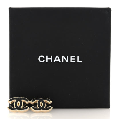 Chanel Metal Enamel CC Earrings Black Gold 5 of 5