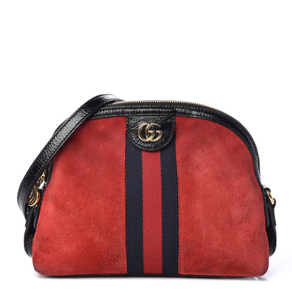 Gucci Suede Patent Web GG Small Ophidia Dome Shoulder Bag Hibiscus Red 1 of 12