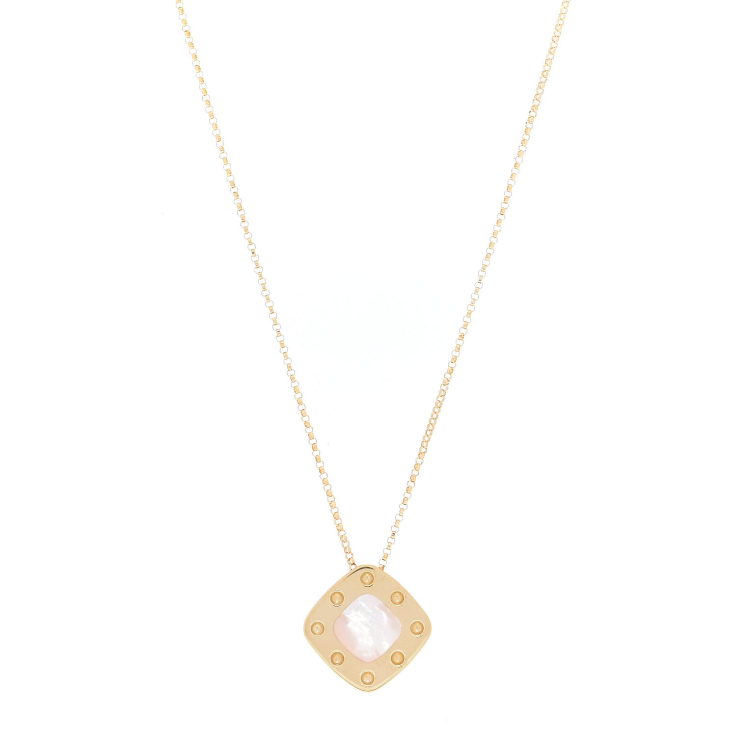 18K Yellow Gold Mother of Pearl Pois Mois Pendant Necklace