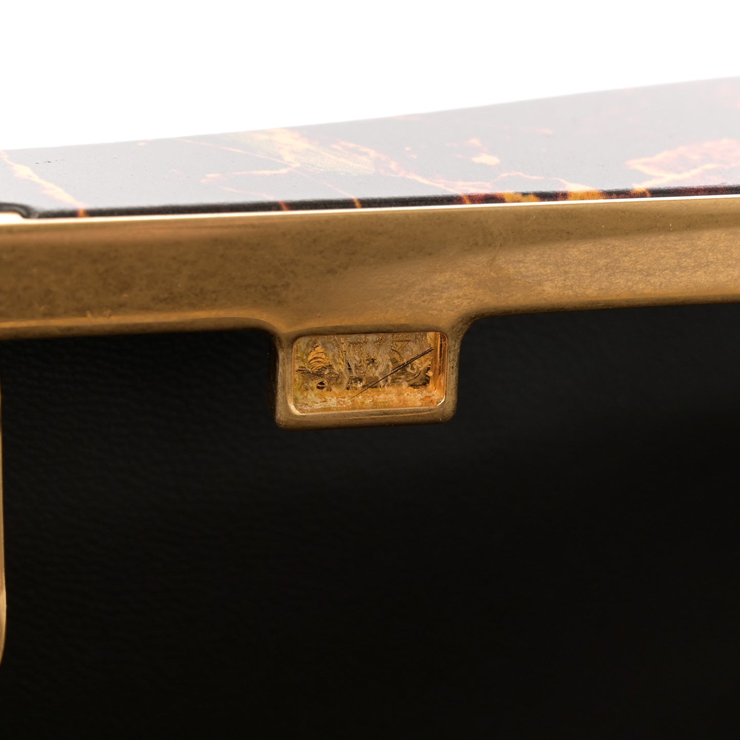 Spazzolato Calfskin Chain Clutch Gold Marble