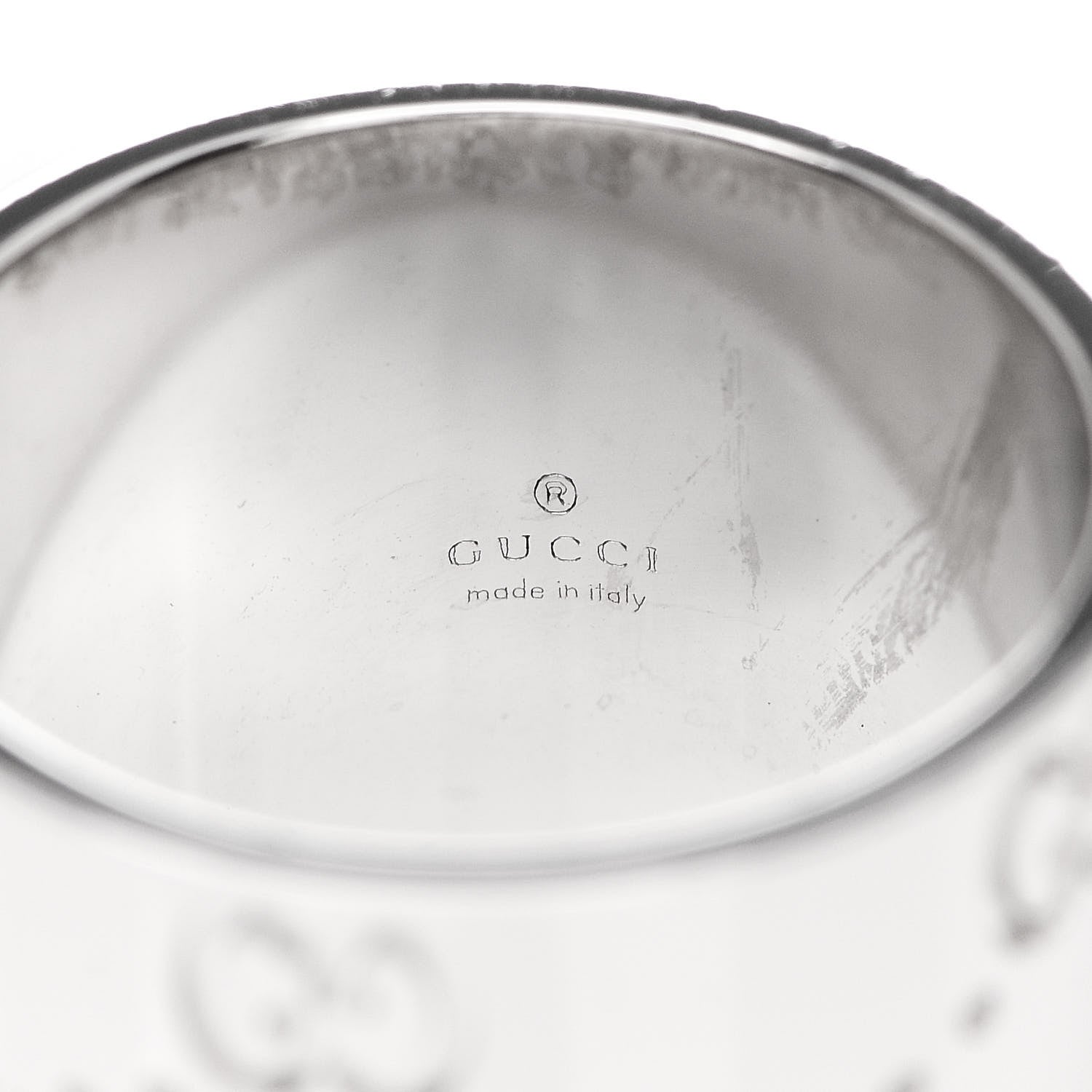 Gucci 18K White Gold 14mm Icon Wide Band Ring 51 5.75 4 of 6