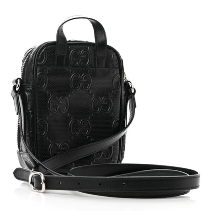 Gucci Calfskin GG Tennis Embossed Mini Double Zip Messenger Bag Black 2 of 10