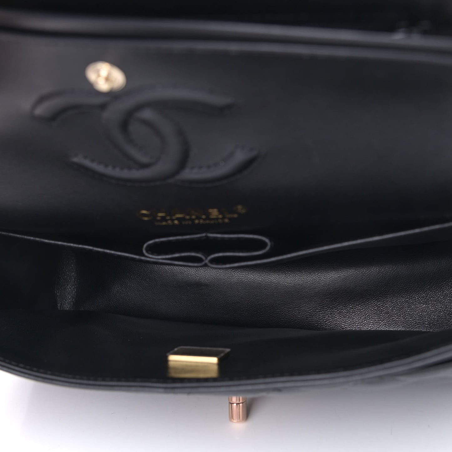 Lambskin Quilted Small Double Flap Black