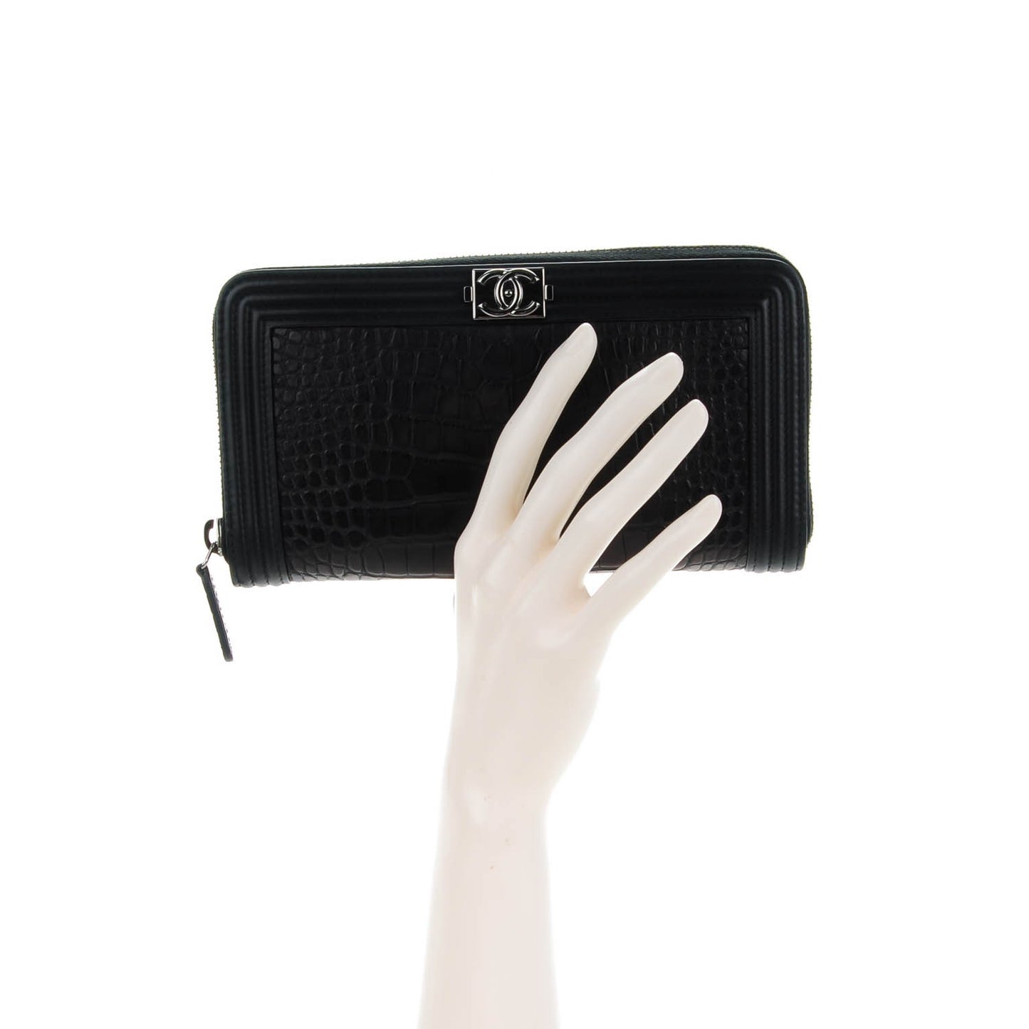 Alligator Boy Zip Around Wallet Black