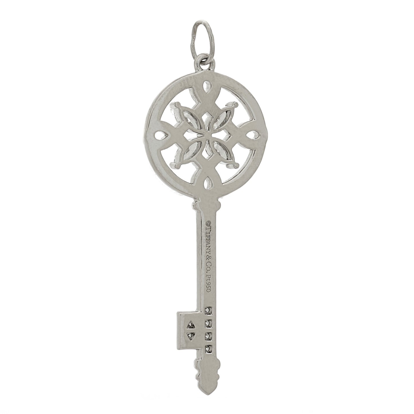 Platinum Diamond Victoria Round Key Pendant