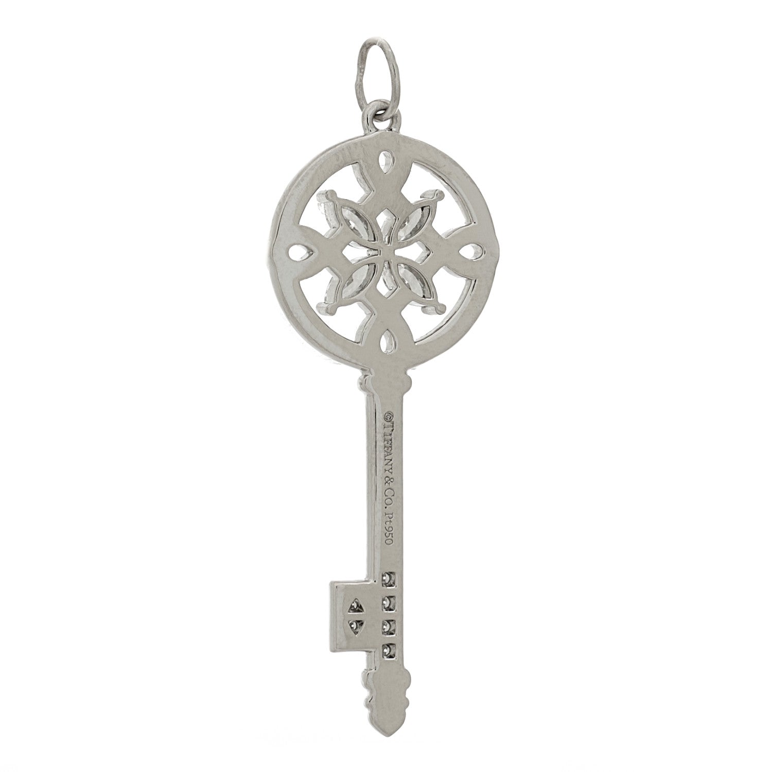 Tiffany Platinum Diamond Victoria Round Key Pendant 4 of 5