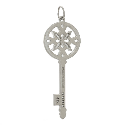 Tiffany Platinum Diamond Victoria Round Key Pendant 4 of 5