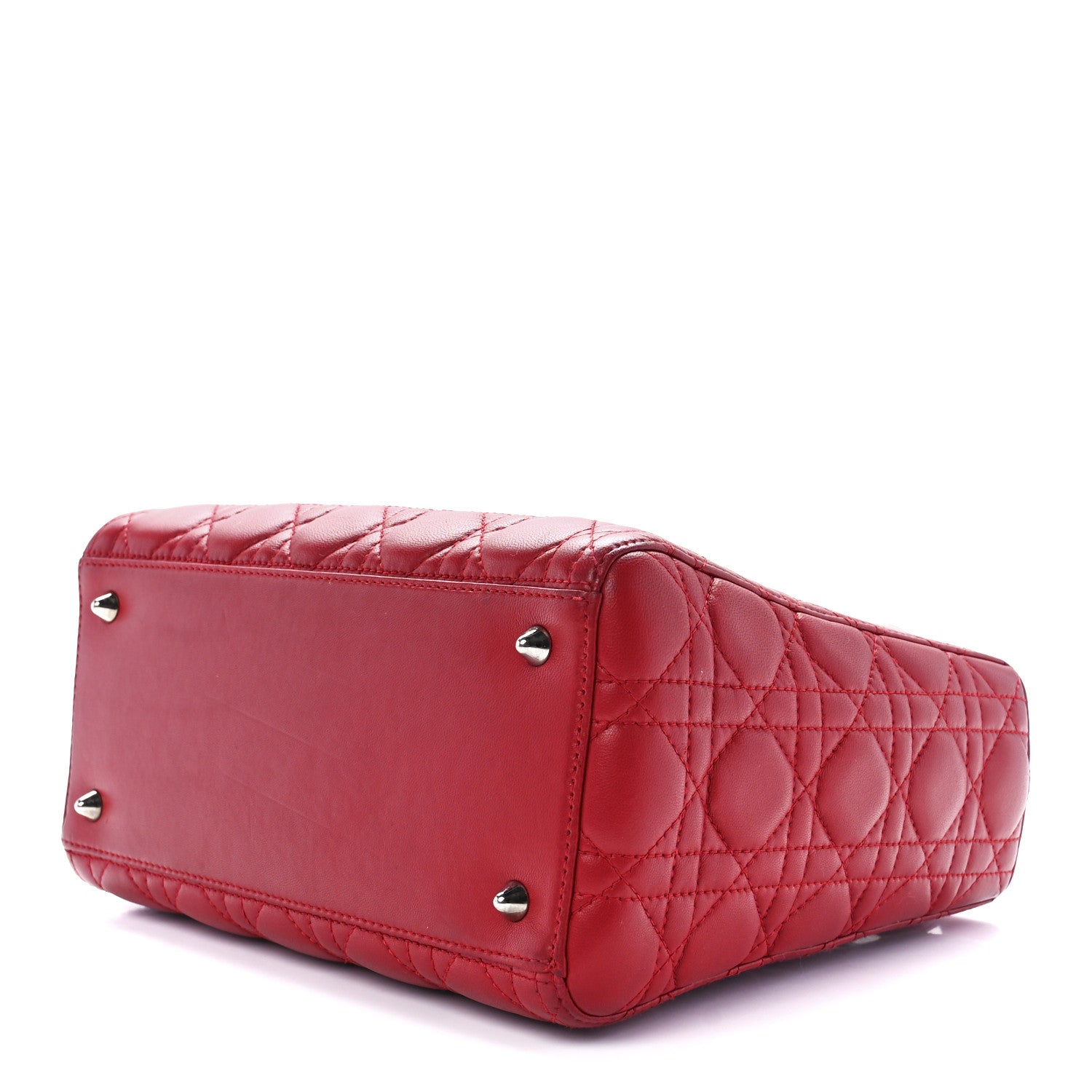 Christian Dior Lambskin Cannage Medium Lady Dior Red 9 of 11