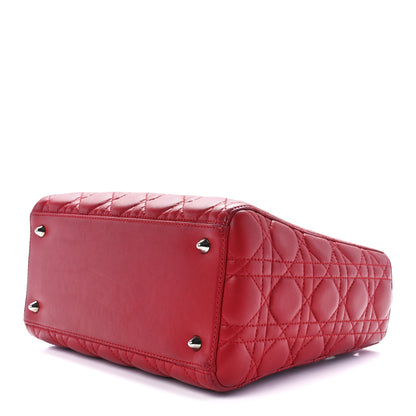 Christian Dior Lambskin Cannage Medium Lady Dior Red 9 of 11