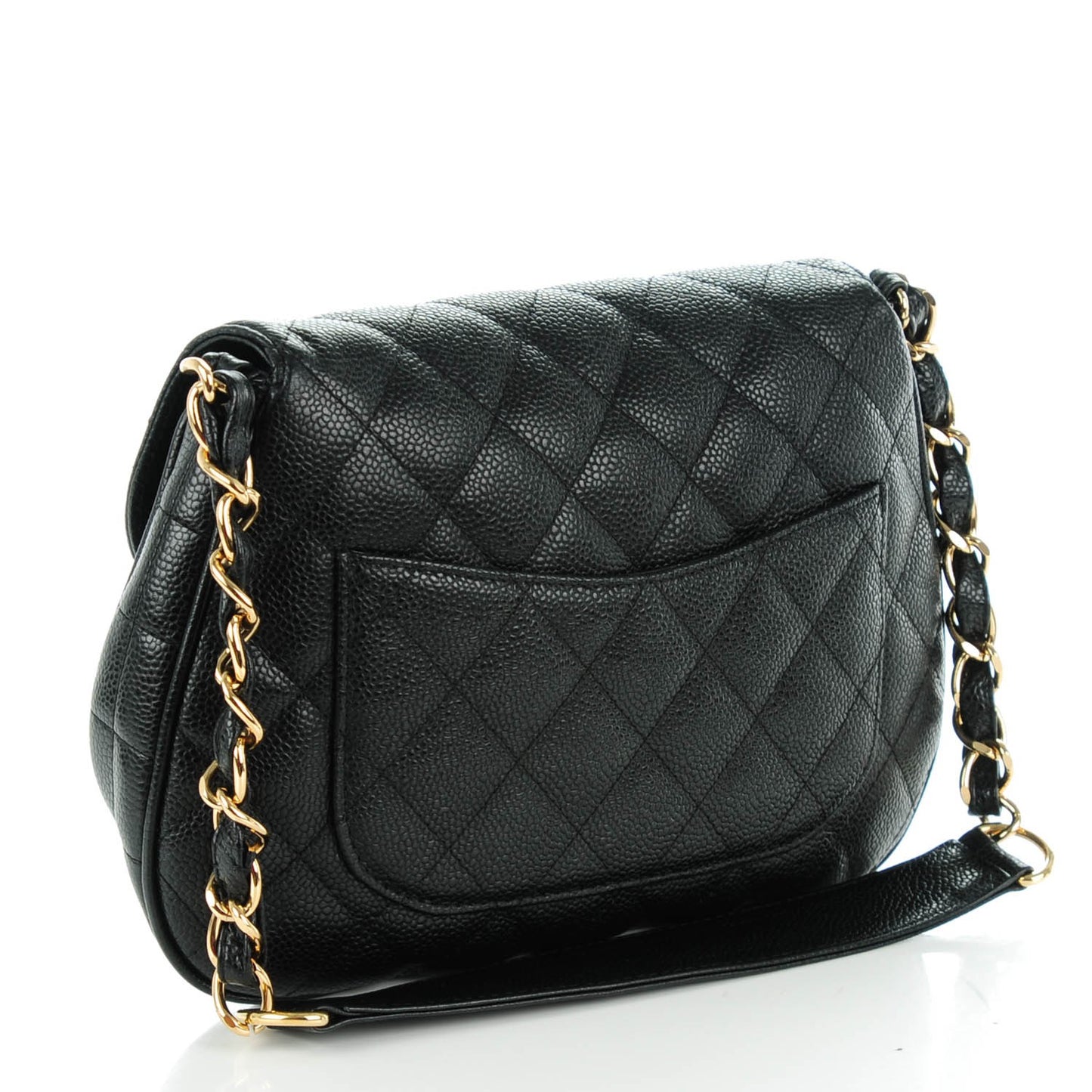 Caviar Quilted Small Flap Shoulder Bag Black