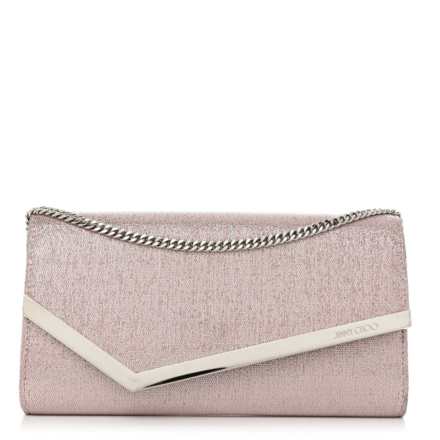 Jimmy Choo Glitter Fabric Emmie Clutch Ballet Pink 1 of 12