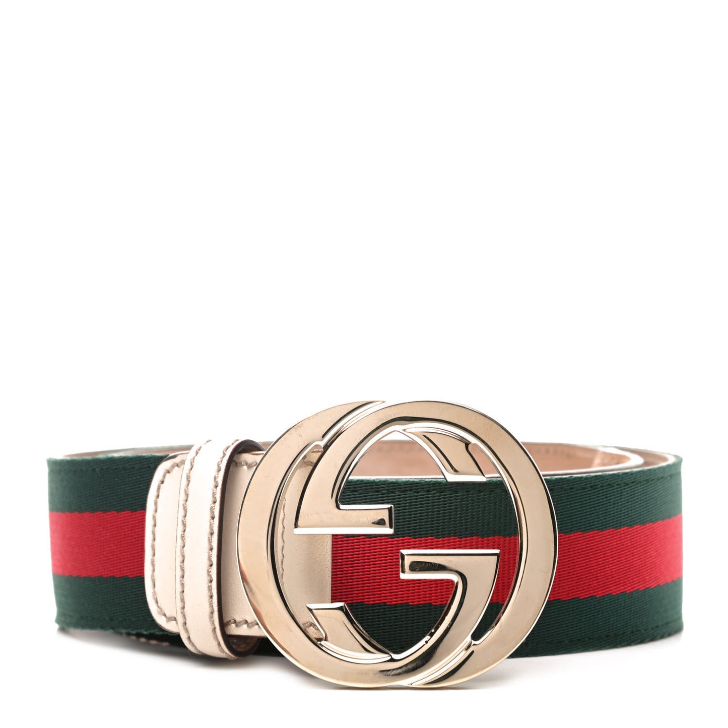 Calfskin Web Interlocking G Belt 85 34 Off White