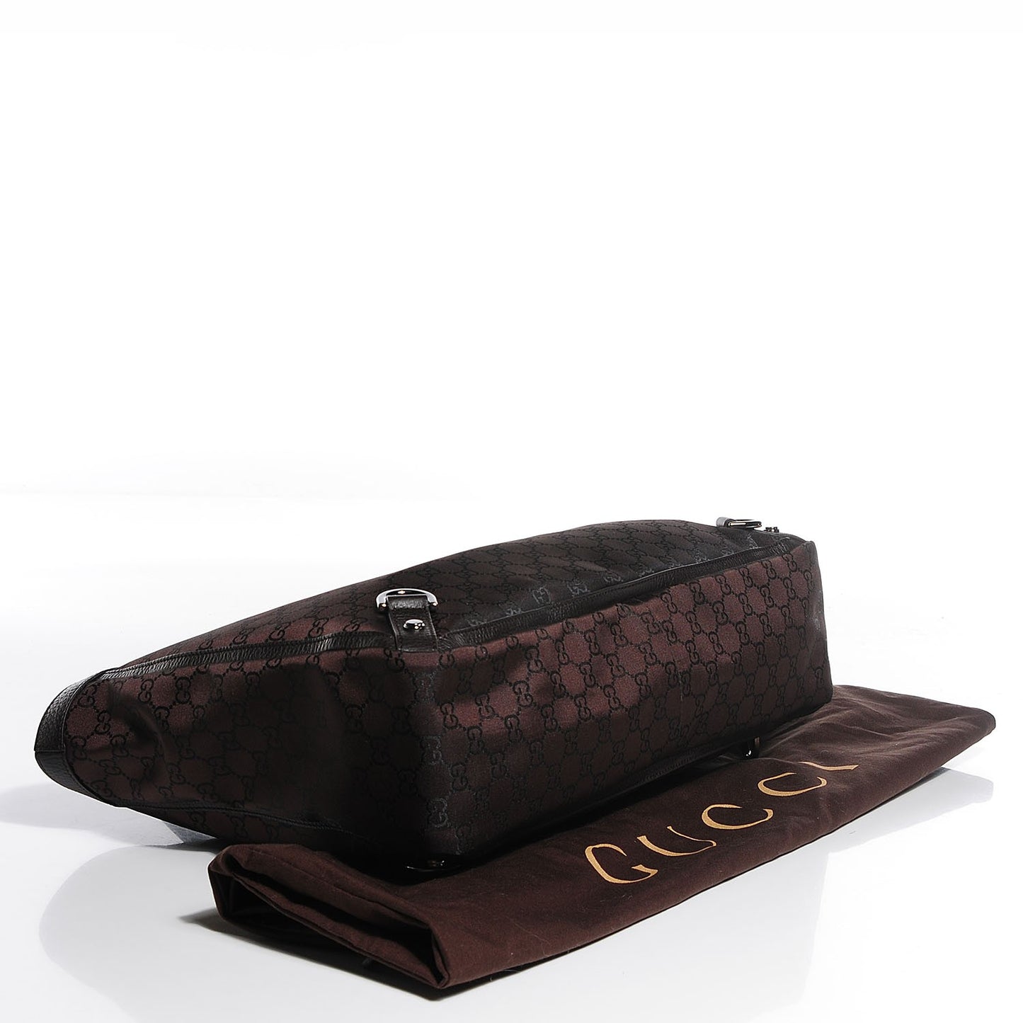 Satin Monogram Large Abbey Tote Brown