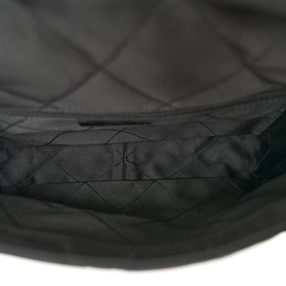 Chanel Satin Quilted Large Chain All Over Flap Bag Black Black 5 of 12