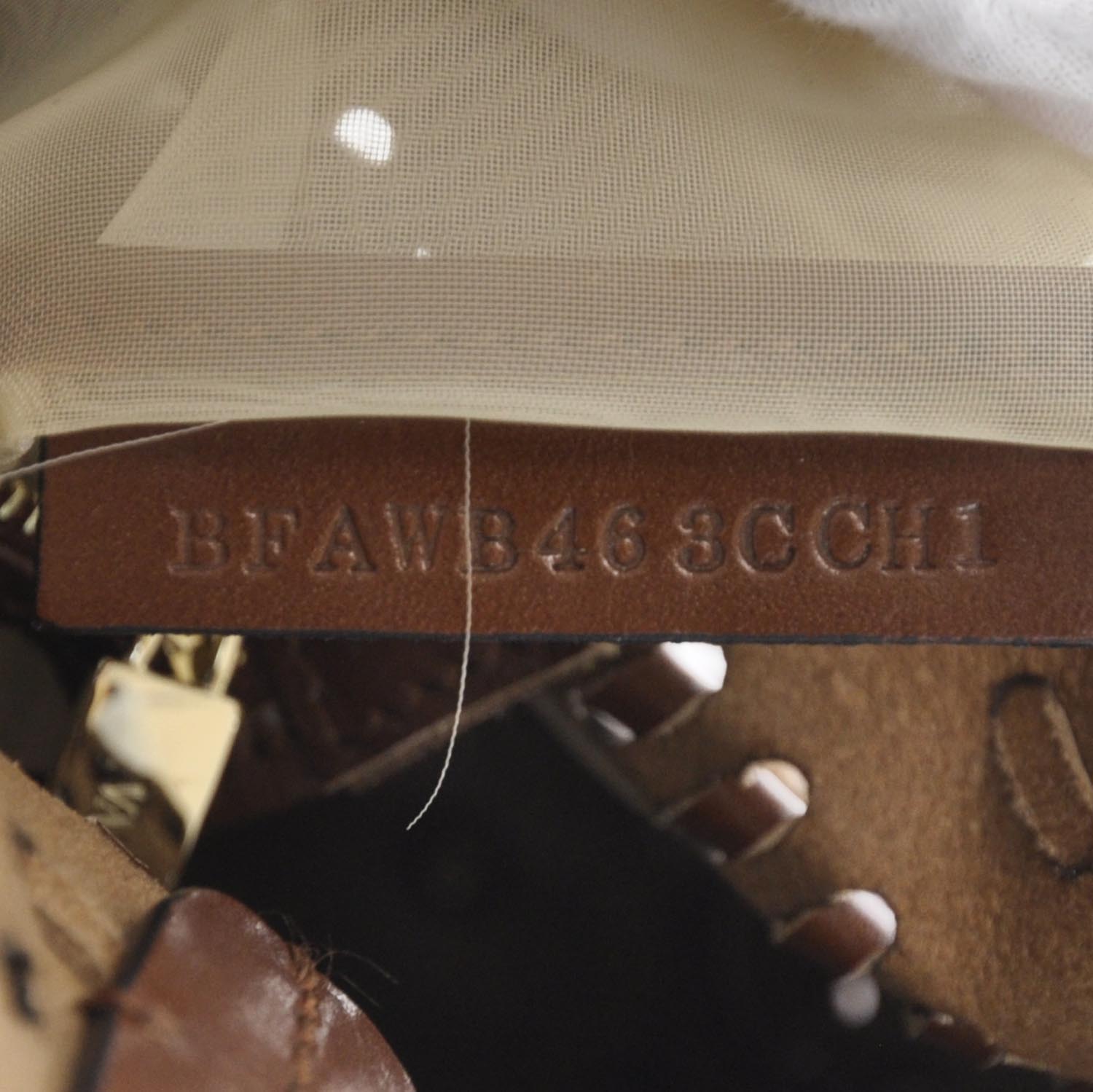 Valentino Garavani Calfskin Punched Lace Floral Tote Cognac 8 of 8