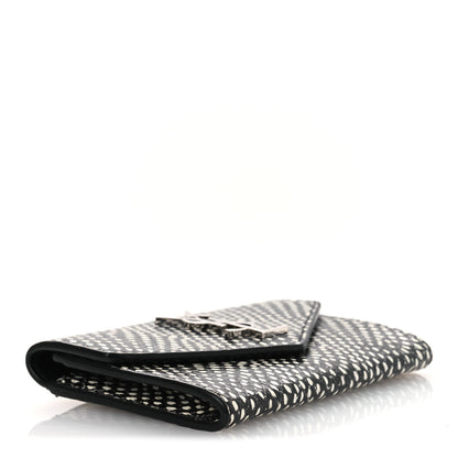 Saint Laurent Calfskin Lambskin Snakeskin Embossed Small Monogram Envelope Wallet Black White 4 of 7