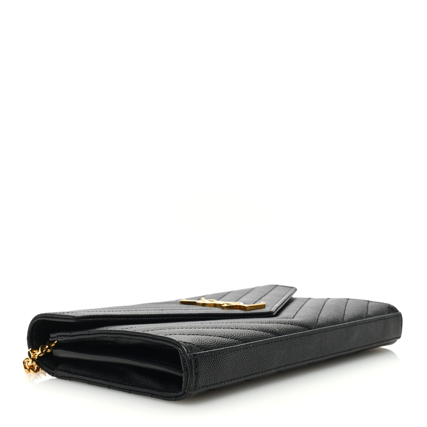 Grain De Poudre Matelasse Chevron Monogram Chain Wallet Black